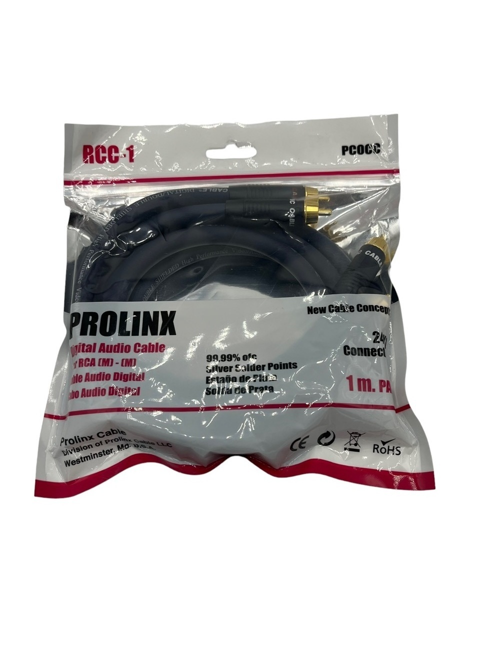 Prolinx Puresonic Audiophile Series RCA Cable Male to Male 3 ft 24k Gold Plated